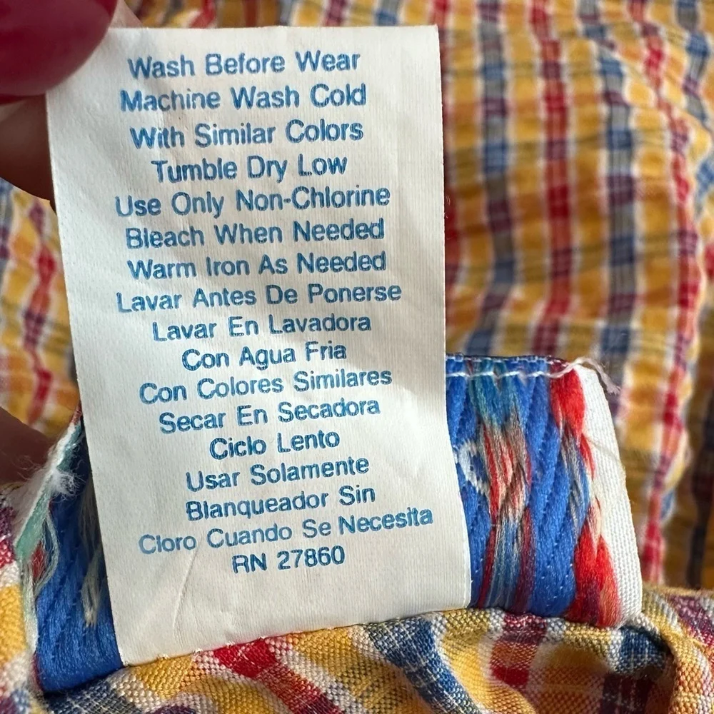 Vintage Samara Baby Girl Bubble Romper 24M One Pc Plaid Collar yellow blue red